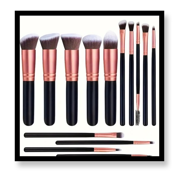 (New in package) 14 pc-Professional Makeup Brush Set - Black and Rose Gold - Picture 1 of 6